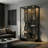 Glass Display Cabinet, 39.4" W — Black Aluminum Frame, Sliding Doors & LED Lights