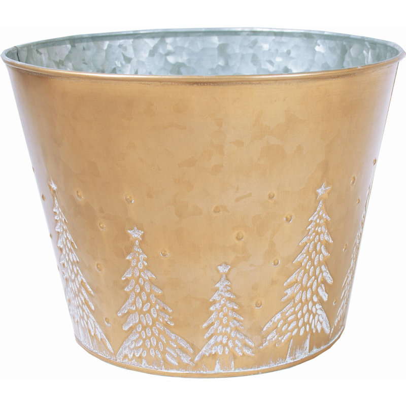 Celsie Metal Cachepot, 6.75" H x 9" W x 9" D