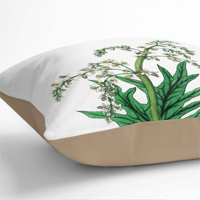 Floral Square Throw Cushion, 40cm H x 40cm W x 15cm D, Stone