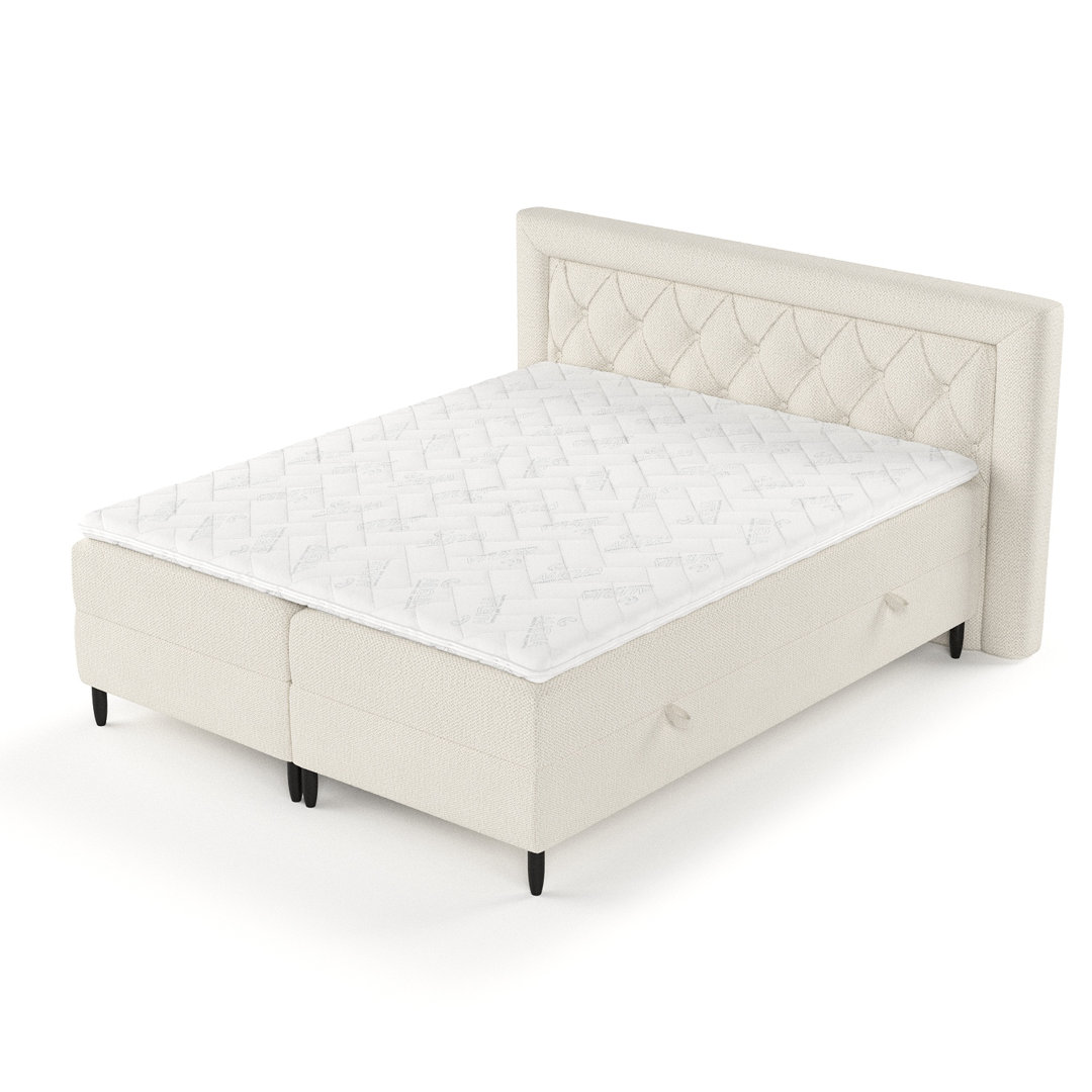 Elegantes Boxspringbett Avani mit Taschenmatratze und Visco-Topper