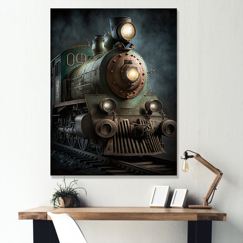 Train, art mural, reproduction de transport sur rail - Rythme du train III, H 44 po x l 34 po, Toile tendue