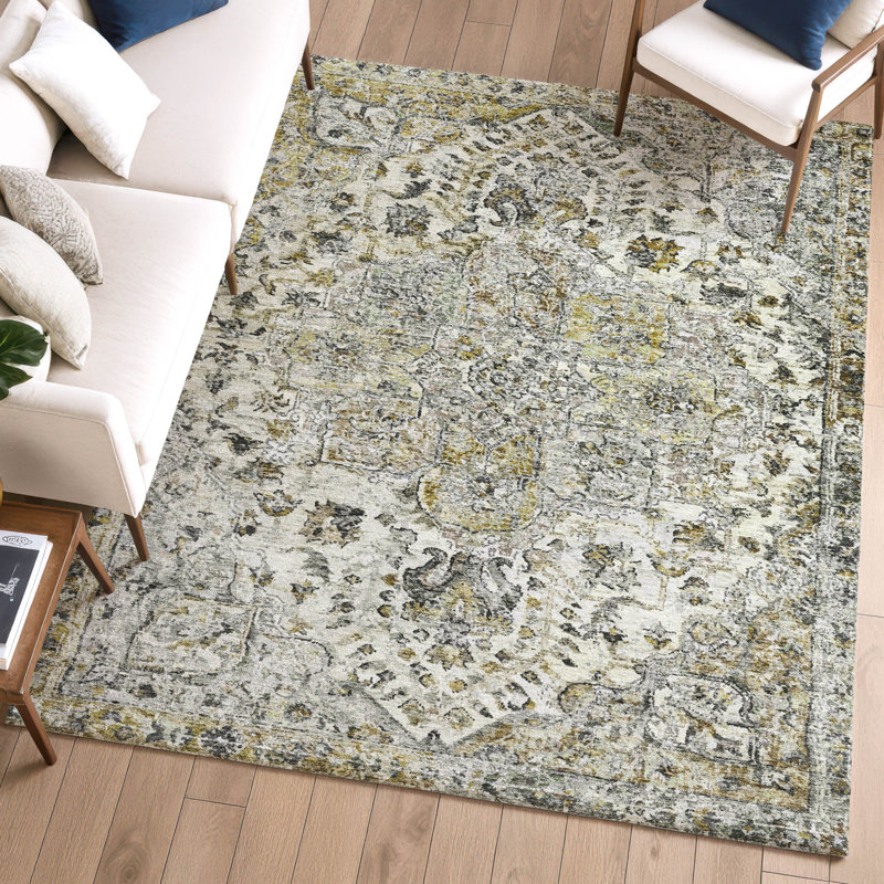 Premium Machine Washable Mayfield AMF2138 global Rug, Beige, 5' x 7'6"