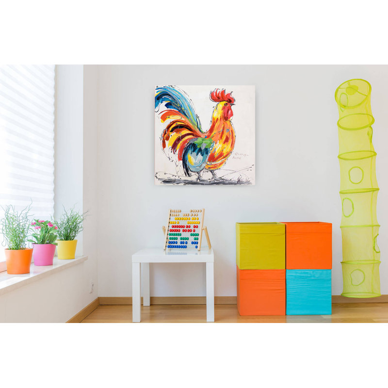Acrylic Painting Cock In A Basket