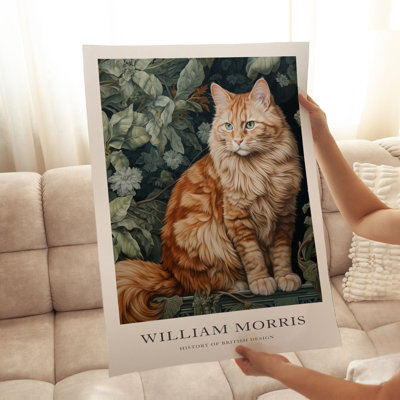 Animals William Morris Orange Cat II Cottage Unframed Art Print