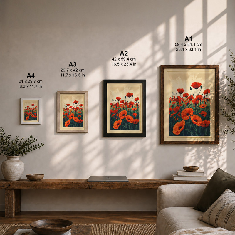 Poppy Field Botanical - Print, Unframed, A4 - 29.7 x 21.0 cm