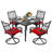 5pcs Metal Patio Dining Set With Umbrella Hole, Swivel Chairs With Cushions-122048995
