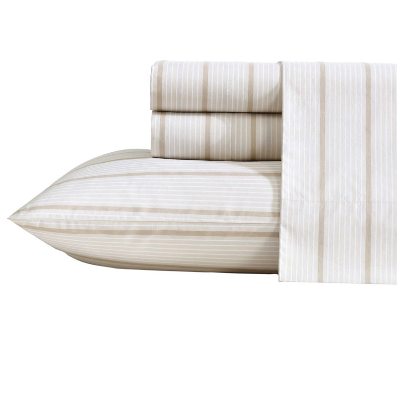 Ensemble de draps en percale de coton 200 fils Bradford, Ensemble de draps pour très grand lit avec 2 taie
