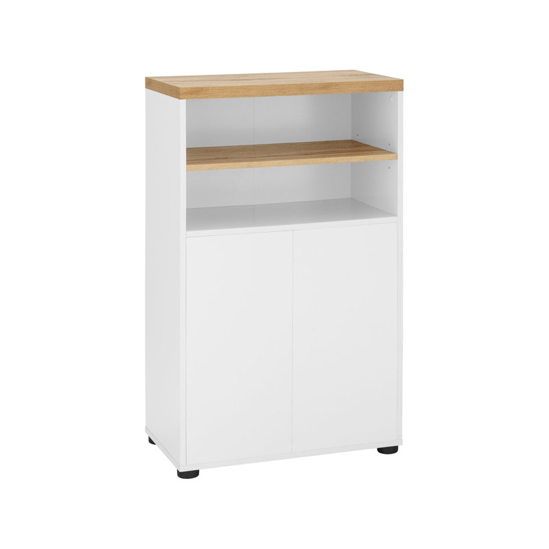 Acelynn Display Cabinet, White/Oak