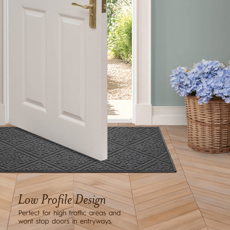 Austell Machine Woven Synthetic Area Rug in Dark Gray, Runner 2'2" x 5'