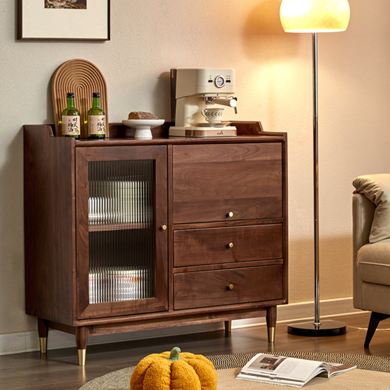 Armoire de rangement simple en bois massif multifonctionnel, Brun foncé