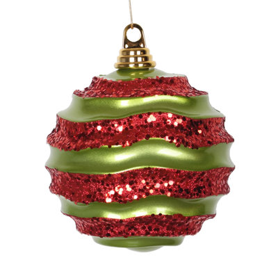 Stripe Candy Glitter Wave Ball Christmas Ornament