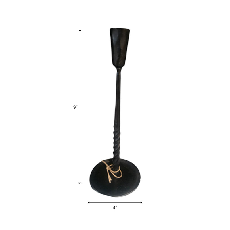Porte-bougie conique moderne en métal torsadé pour éclairage domestique, 9" H x 4" W x 4" D