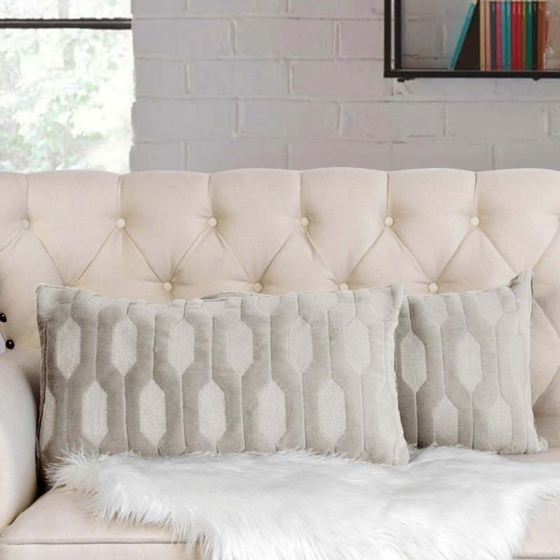Housses de coussin en fausse fourrure Tatami, Taupe