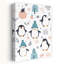 Cute Winter Penguins Playful Abstract Contemporary Penguin Winter Landscape Wall Art Print 1 Piece Wrapped Canvas Wall Art-1636661243