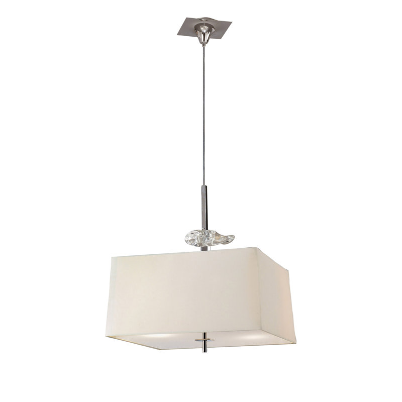 4 - Light Polished Chrome Square/Rectangle Pendant, Cream