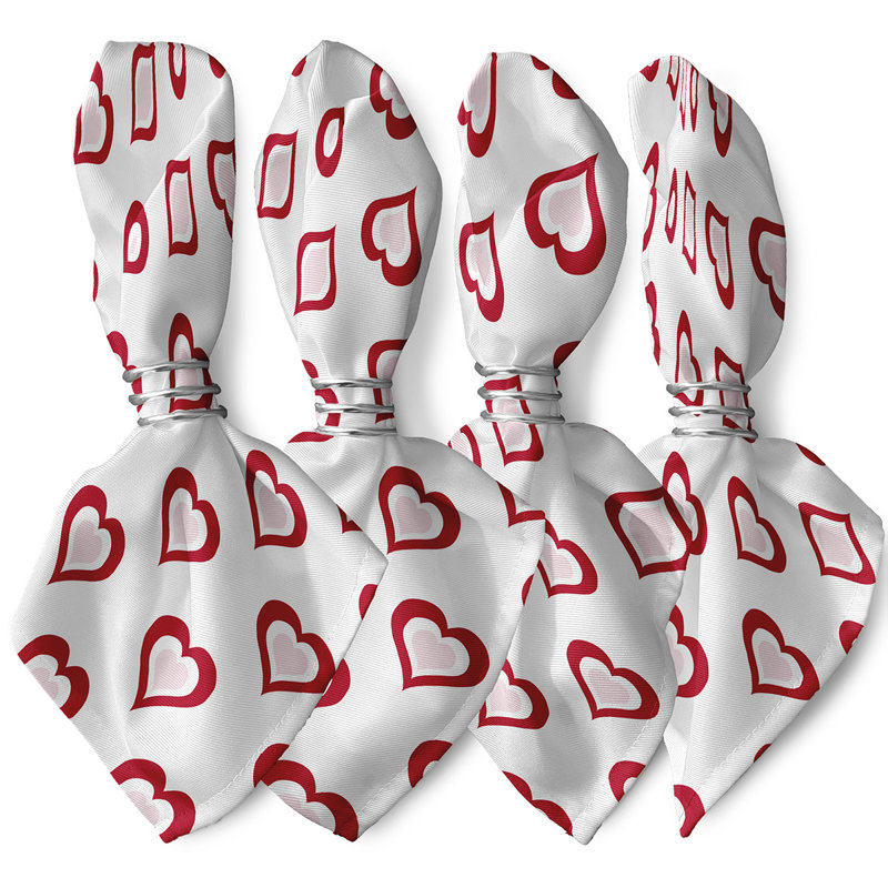 Ensemble de serviettes 4 pièces Saint-Valentin, L 18 po x L 18 po, Rouge