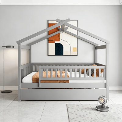 House Style Bed With Built In Trundle