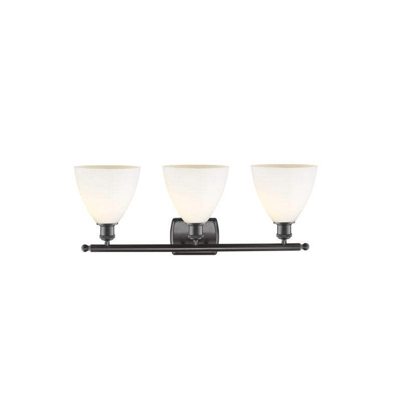 Éclairage pour meuble-lavabo 3 lumières Shauna, Blanc mat, DEL, Bronze huilé