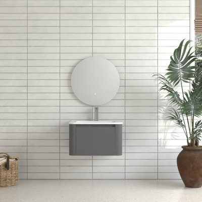 Meuble-lavabo mural avec lavabo et tiroir en céramique Bobvale