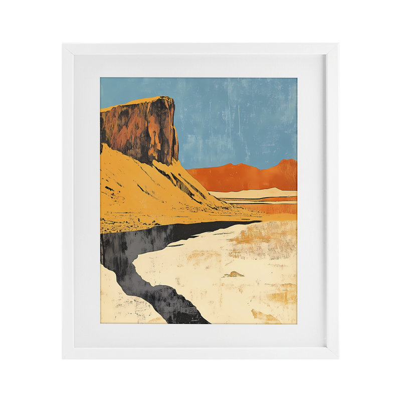 «Canyon Pass Pathway», reproduction sous verre encadrée, conception par Walker Noble, H 21 po x l 17 po, Cadre blanc côtier