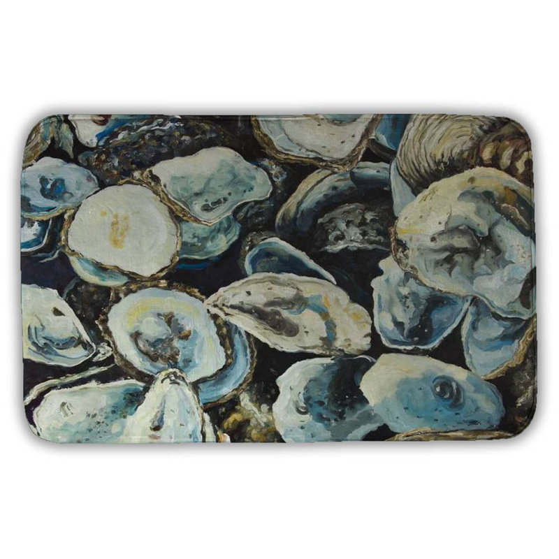 Oyster shells Bath Mat with Non-Slip Backing - Quick Dry Memory Foam Bathroom Rug - Absorbent - Modern Plush Spa-Style - Machine Washable