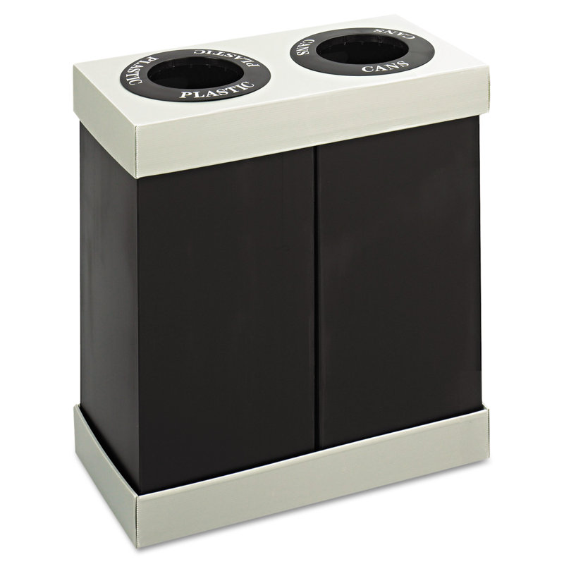 Black 28 Gallon Plastic Recycling and Trash Bin
