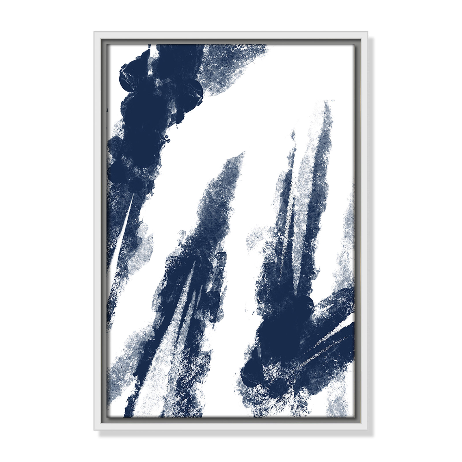 Ferne "Navy Striking Seams 2" Print, 19.5" H x 13.5" W x 2" D, White Framed Canvas