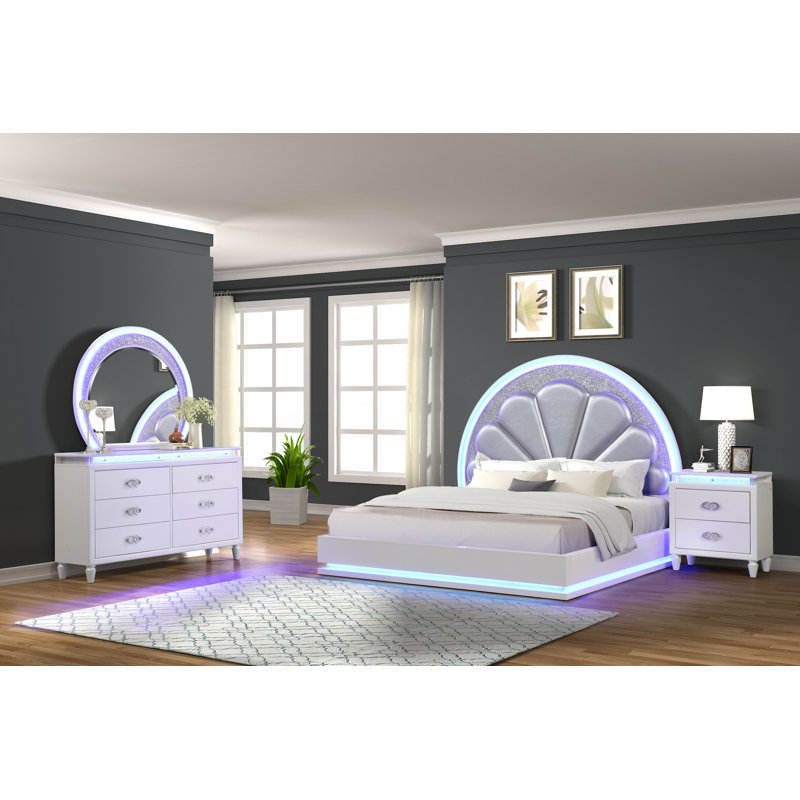 Ensemble de chambre pour lit très grand Jamesedward PC 5-N blanc laiteux, Très grand