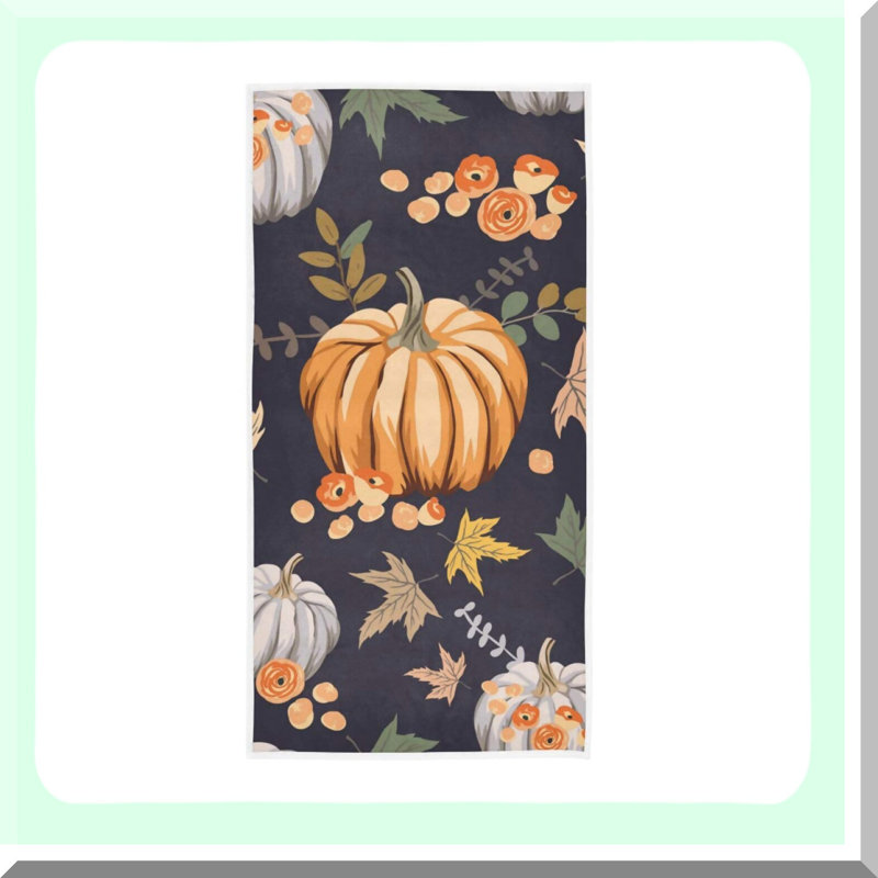 Autumn Harvest Pumpkin Guest Towels - Perfect for Thanksgiving Decor, Bathroom, Kitchen, Spa, Gym, and Yoga, 15 x 30 inches