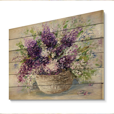 Nature morte bouquet de lavande - décoration murale en bois de ferme