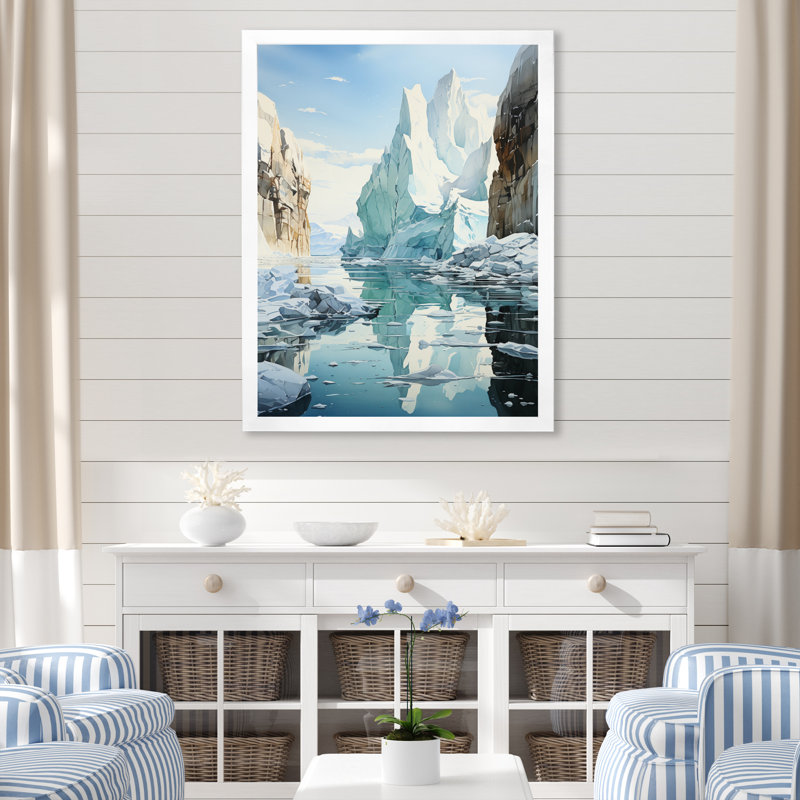 «Teal Iceberg», impression sur toile, H 20 po x l 12 po x P 1 po, Cadre photo blanc