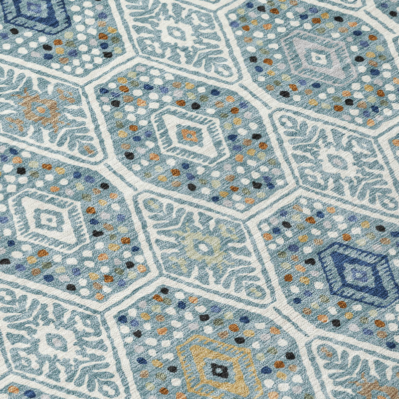 Machine Washable Indoor/Outdoor Chantille ACN2471 Global Rug, Teal, 2'6" x 3'10"