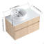 Meuble-lavabo mural 32 po avec lavabo en céramique et panneau plat en PVC, 2 portes à fermeture douce et 1 tiroir, emballage KD, panneau de particules-131994972