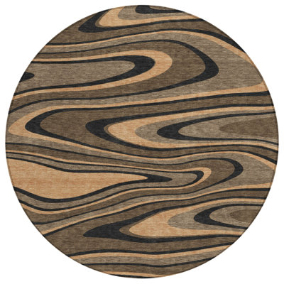 Machine Washable Indoor/Outdoor Chantille ACN2493 Abstract Rug