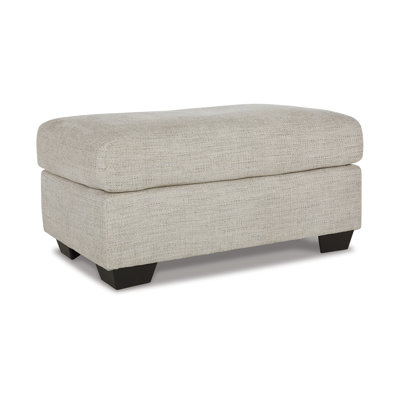 Roy Accent Ottoman, 40 Inch Rectangular, Light Gray Polyester Seat