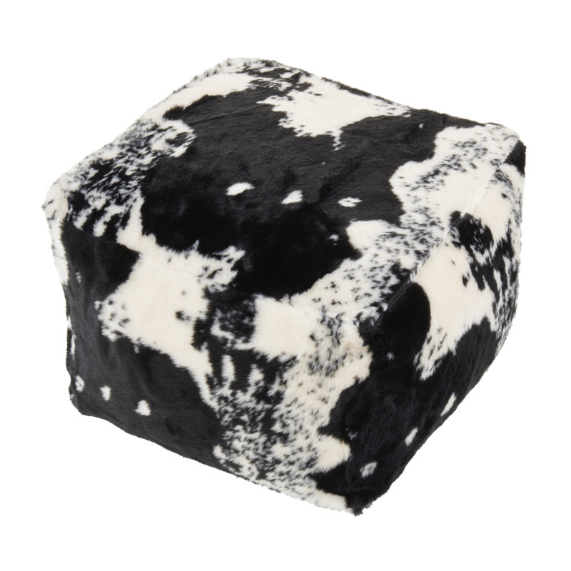 Susannah Upholstered Pouf, Black/Cream