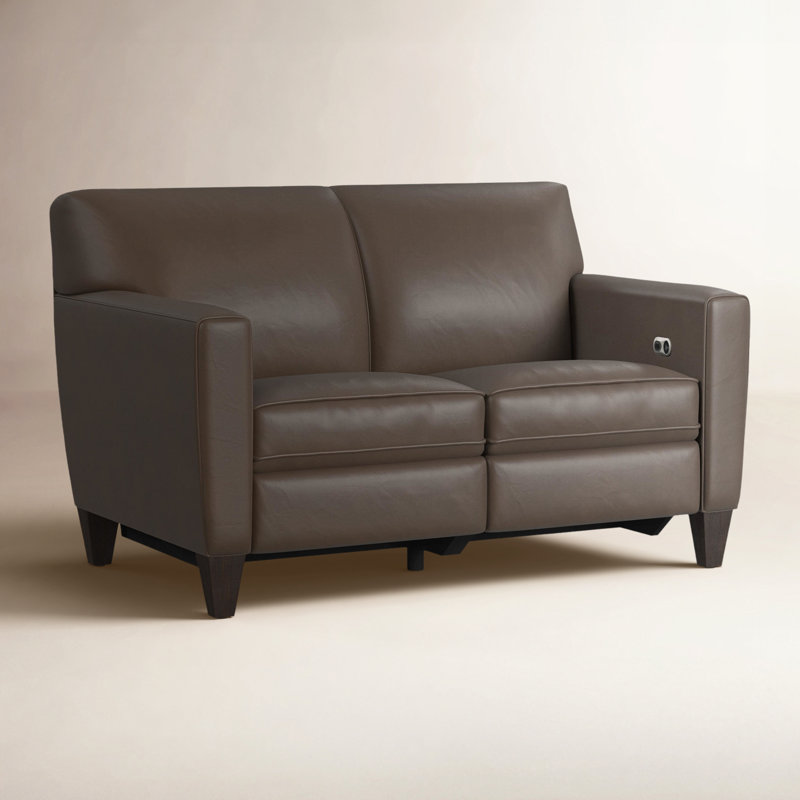 Osmin Foster Power Inclining Loveseat, Dark Brown Top Grain Leather