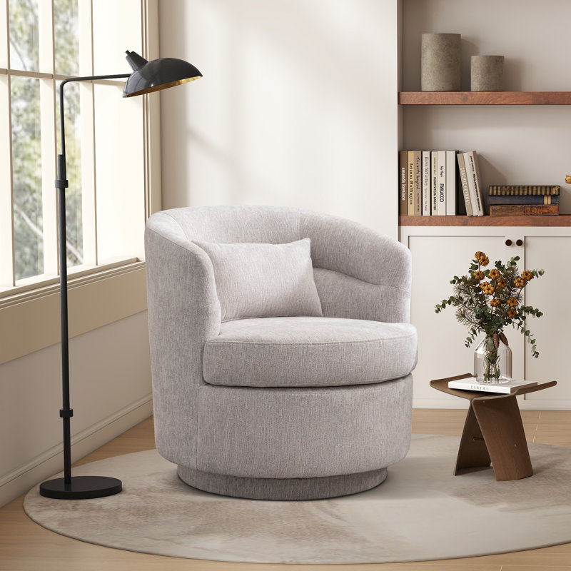 Fauteuil demi-tonneau pivotant de 29 po de largeur avec coussin lombaire, Gris