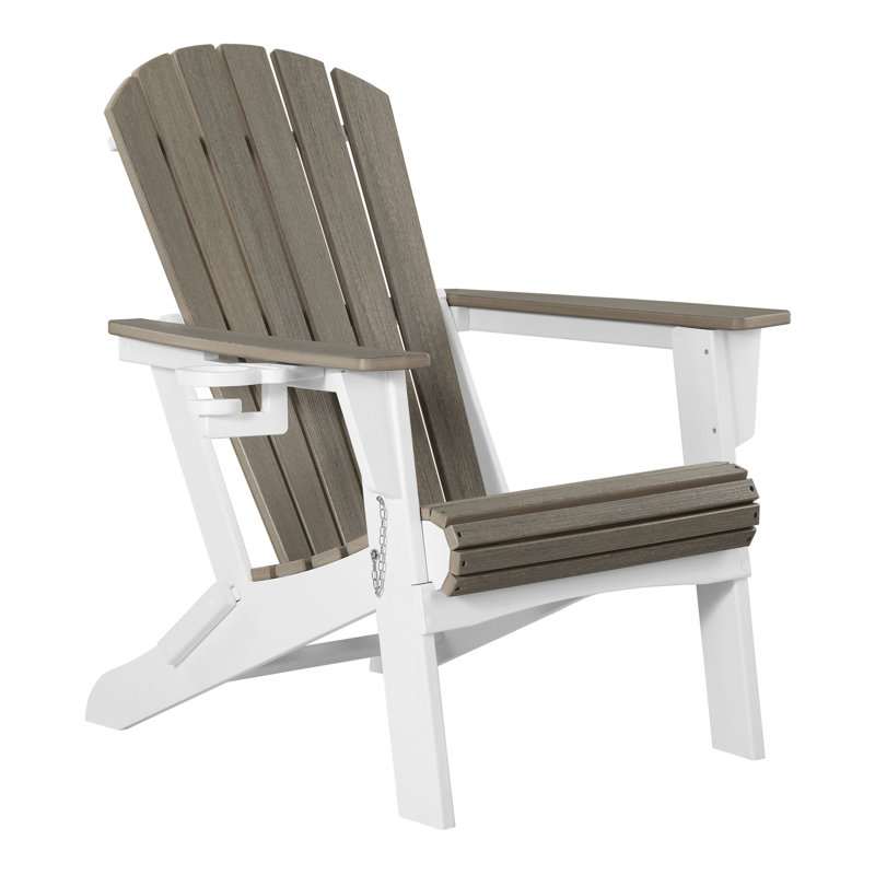 Chaise Adirondack pliante, blanc, Gris clair / blanc