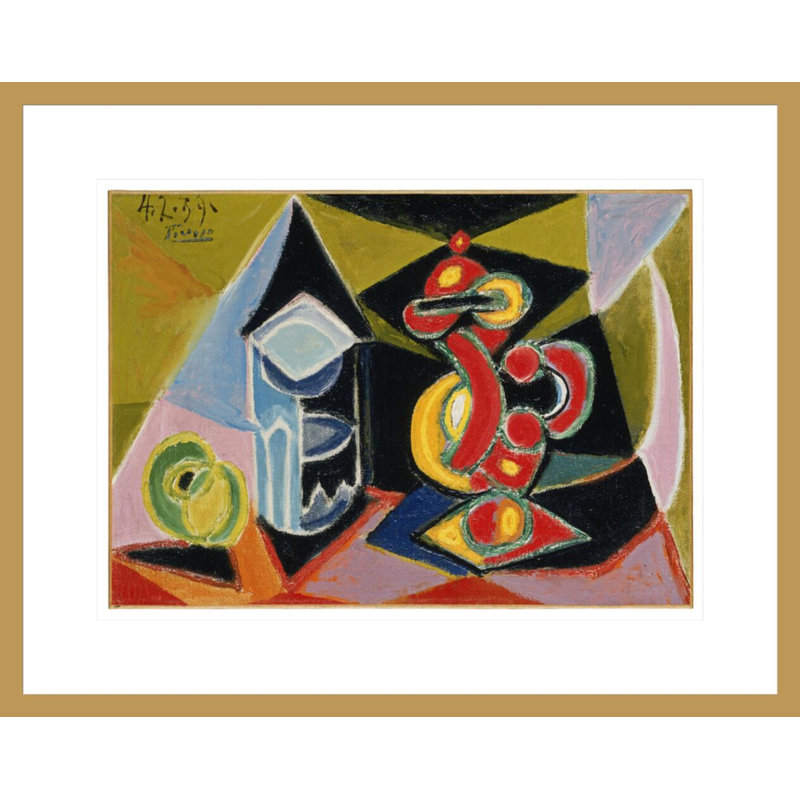 «Still Life with Glass and Fruit» par Pablo Picasso, impression giclée sur cadre, H 17,25 po x l 21,75 po
