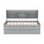 Lit capitaine gris en bois simple avec étagères à livres intégrées, rangement à 3 tiroirs et lit gigogne simple dans des bibliothèques intégrées, grands tiroirs-1012780092-1012780090