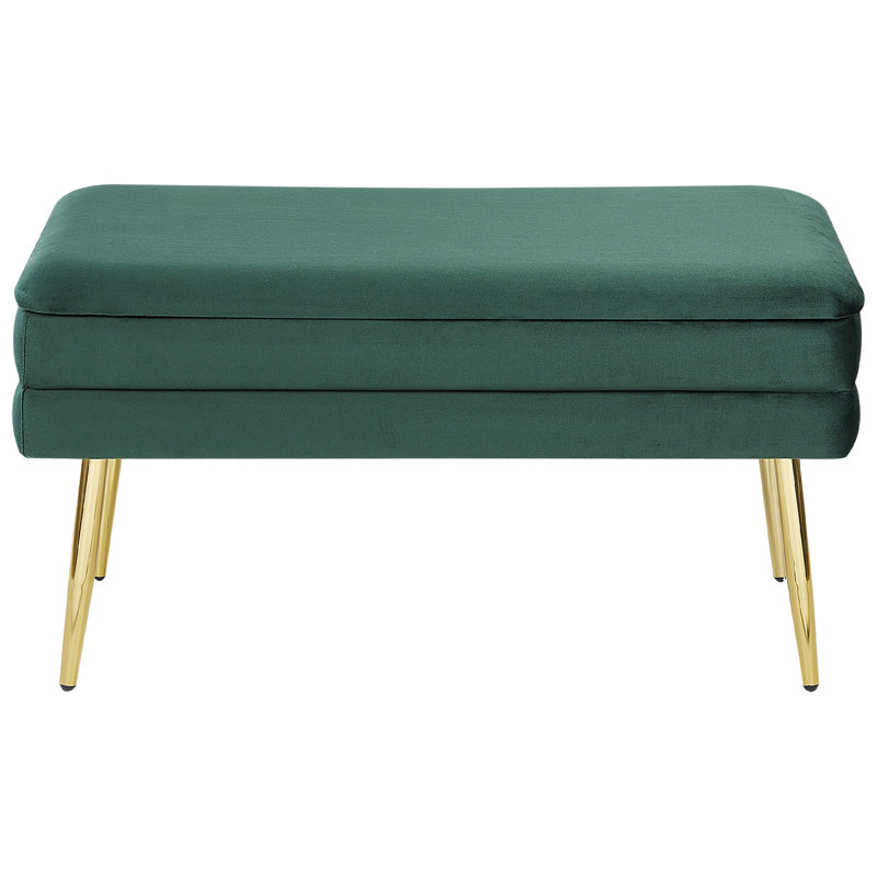 Alicija Velvet Upholstered Storage Bench, Green
