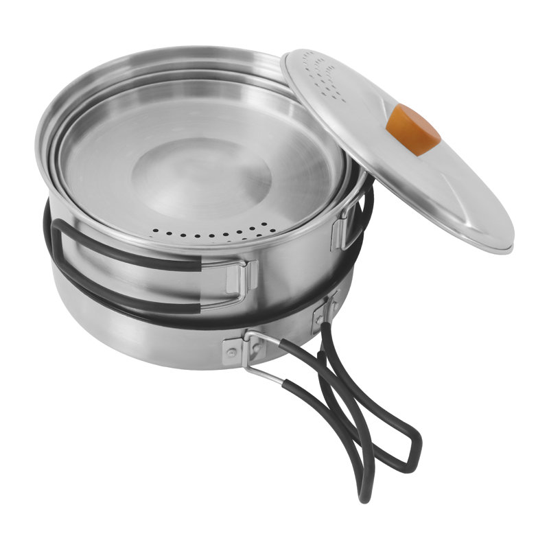 Ensemble de batterie de cuisine en acier inoxydable 3 pièces, Argent argent