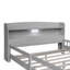 Lit plateforme double en bois avec éclairage à DEL intégré, tête de lit avec rangement et garde-corps-1931760171