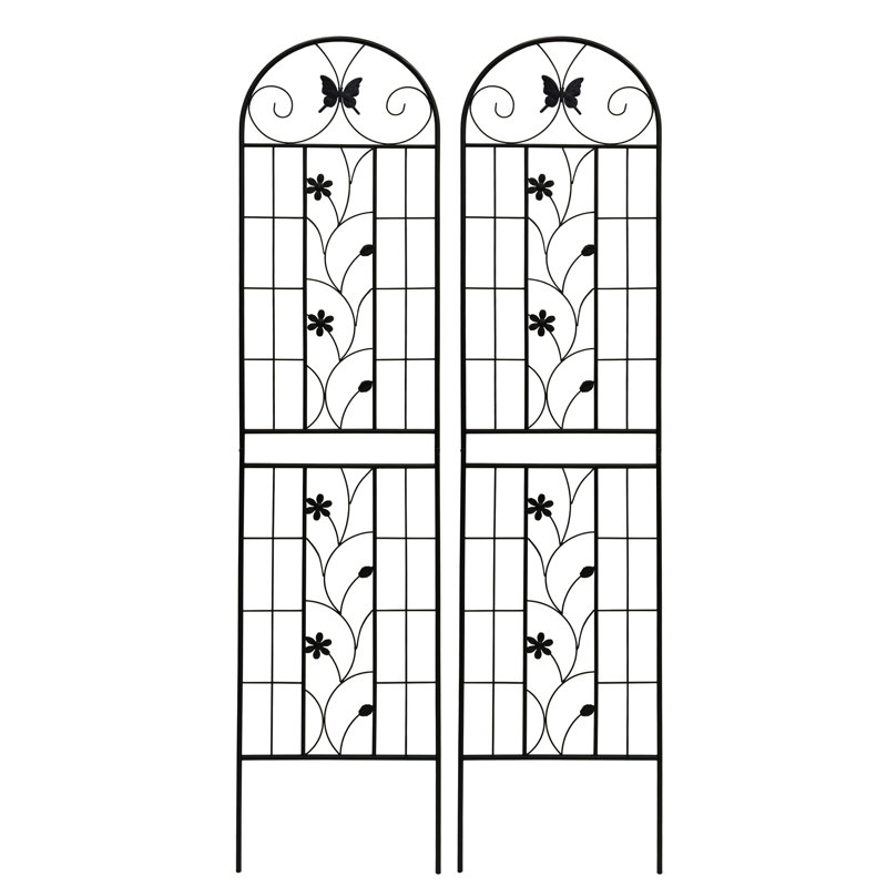 Ensemble de 2 treillis en métal antirouille de 86,7 po x 19,7 po pour plantes d'extérieur. , Supporte la rose, Raisin facile à assembler,