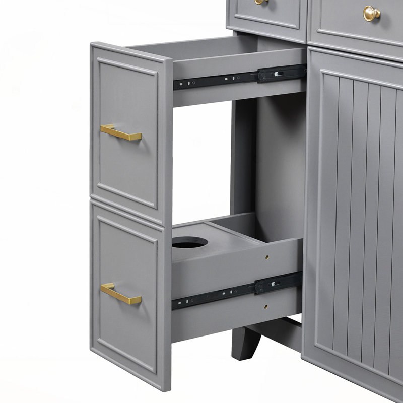 36"Bathroom Vanity with Ceramic Sink, Grey