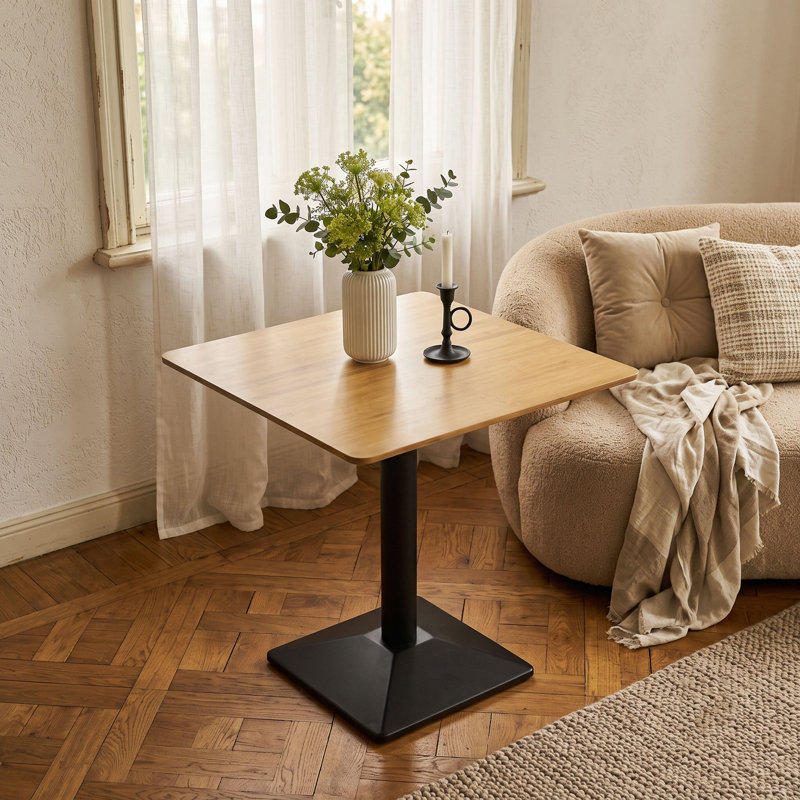Square Bamboo Dining Table, Kitchen Table, Square Dining Table, Square Table, Small Dining Table for 2, Table for 2 - Metal Pedestal Bistro Table for Dining Room, Living Room & Apartme