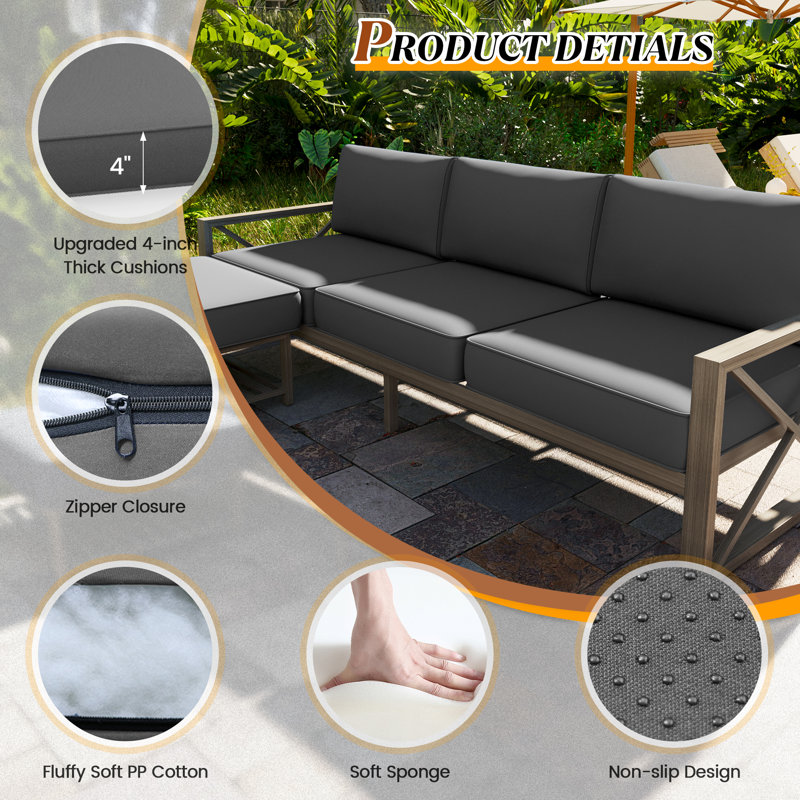Ensemble de coussins de remplacement pour l'extérieur 4 po, Gris