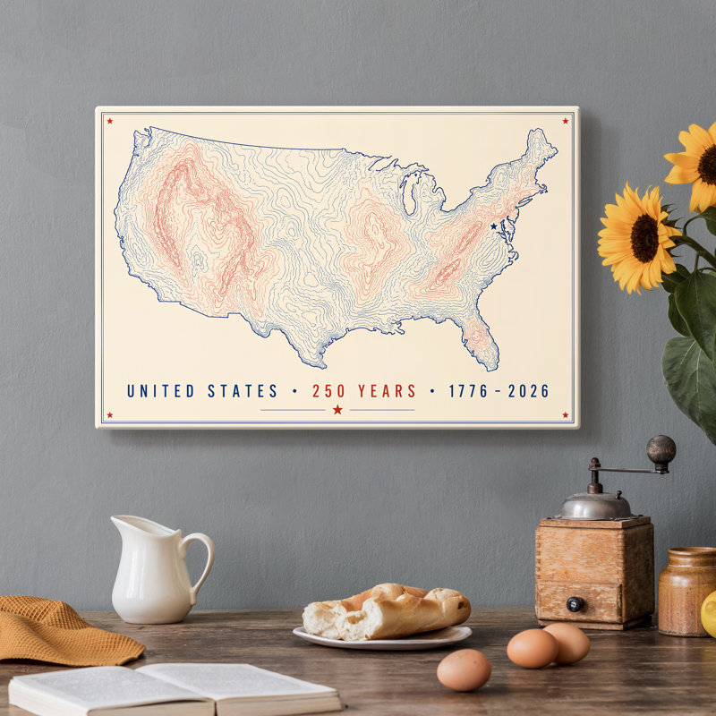 Toile tendue avec galerie Stippled States, 12 x 18
