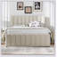Lit plateforme double rembourré avec lit gigogne simple et 3 tiroirs, tissu en lin-1331093262
